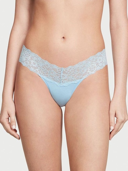 Blue Topaz Posey Lace Waist Thong Knickers (P22489) | €10.50