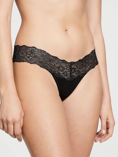 Black  Posey Lace Waist Thong Knickers (P22497) | €10.50