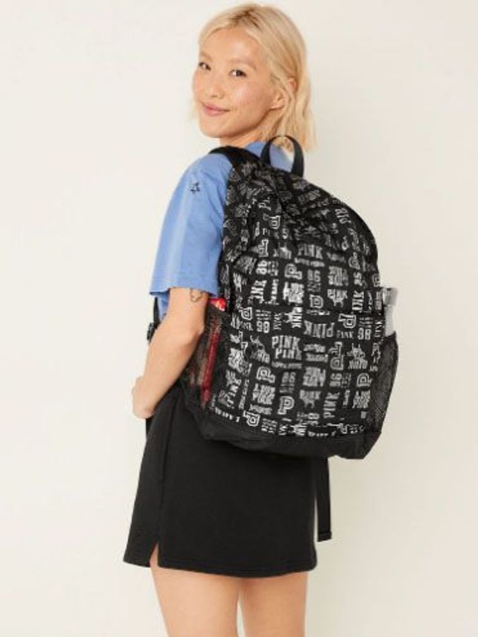 Grey and black pink backpack shop