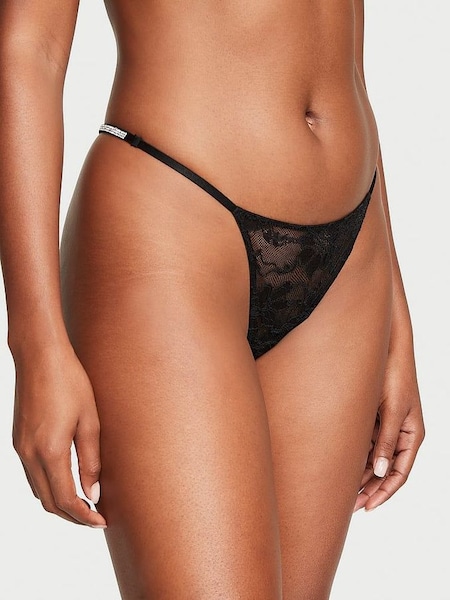 Black Lace G String Shine Strap Knickers (P28903) | €22.50