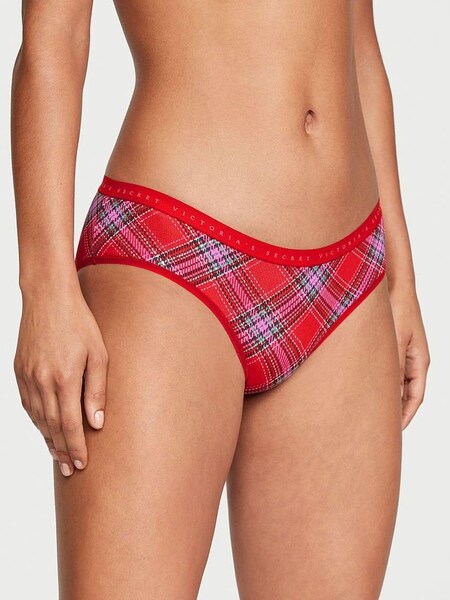 Foil Lipstick Red Lovely Tartan Smooth Hipster Stretch Cotton Knickers (P29888) | €10.50