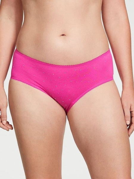 Fuchsia Frenzy Pink Scattered Stones Hipster Stretch Cotton Knickers (P29898) | €10.50