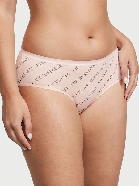 Purest Pink Vs Diagonal Logo Smooth Stretch Cotton Hipster Knickers (P55284) | €10.50