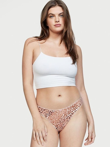 Toasted Almond Leopard Brown Cotton Thong Knickers (P57207) | €4.50