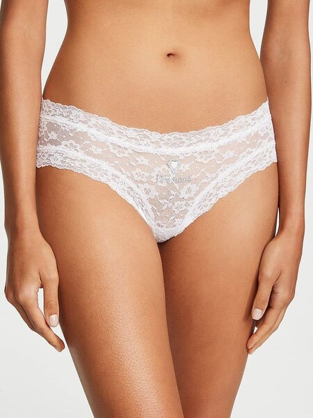 White Birthstone Embroidery Cheeky Lace Knickers (P57891) | €10.50