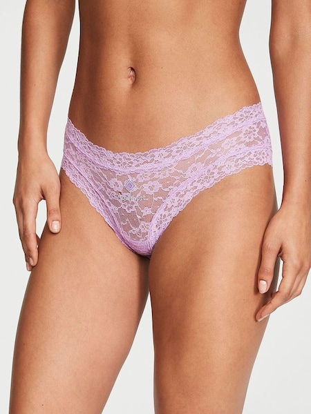 Silky Lilac Purple Birthstone Embroidery Cheeky Lace Knickers (P57923) | €15.50