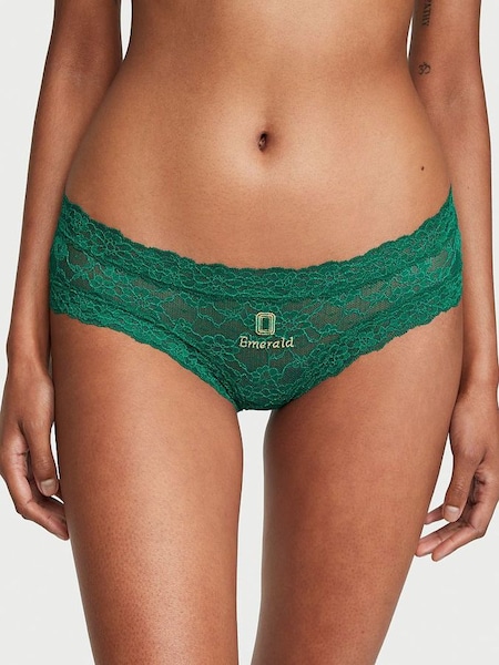 Spruce Green Birthstone Embroidery Cheeky Lace Knickers (P57930) | €15.50