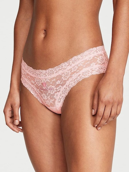 Pretty Blossom Pink Birthstone Embroidery Cheeky Lace Knickers (P57949) | €15.50