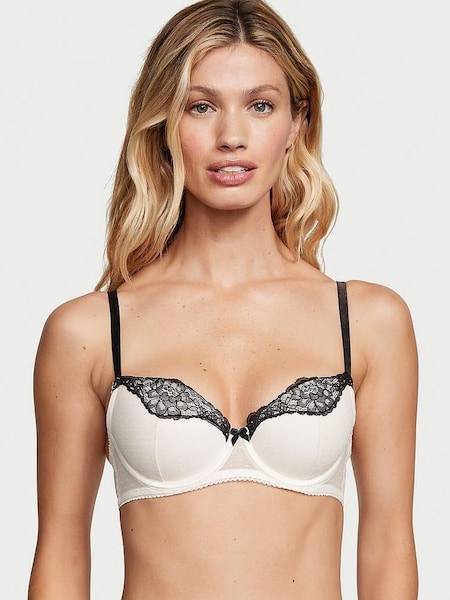 Coconut White Lace Trim Lightly Lined Demi Bra (P57964) | €63