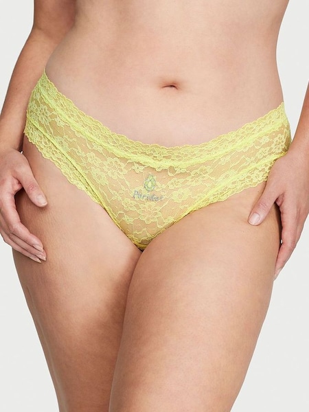 Lime Citron Birthstone Embroidery Cheeky Lace Knickers (P57966) | €10.50