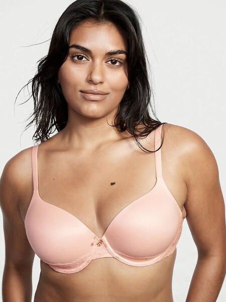 Purest Pink Lace Trim Lightly Lined Full Cup Bra (P66271) | €22