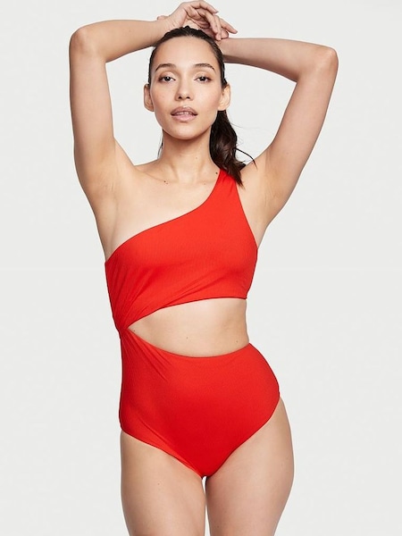 Flame Rib Red One Shoulder Swimsuit (P69328) | €33