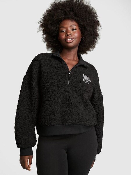 Pure Black Sherpa Half Zip Sweatshirt (P75099) | €57