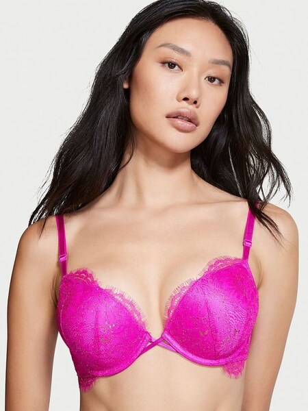 Very Fuschia Pink Bombshell AddCups Lace Shimmer PushUp Bra (P75612) | €22.50