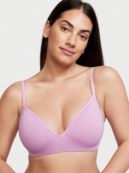 Light Lilac Purple Smooth Logo Strap Lightly Lined Non Wired T-Shirt Bra (P75823) | €11.50