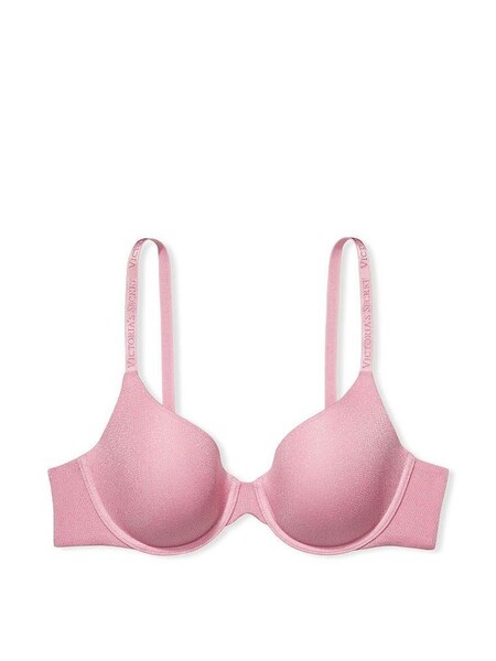 Pink Floral Smooth Logo Strap Lightly Lined T-Shirt Bra (P76941) | €15.50