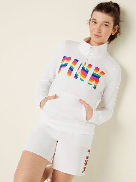 Optic White Rainbow Logo Everyday Lounge Perfect QuarterZip Fleece (P80196) | €22.50