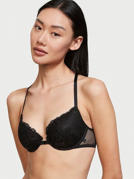 Black Lace Front Fastening Lightly Lined T-Shirt Bra (P81526) | €30