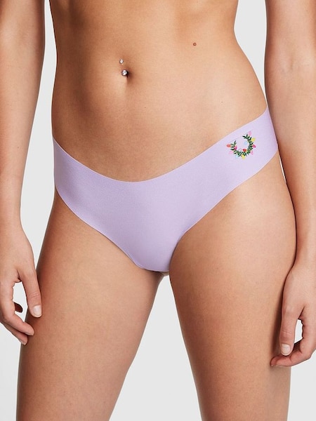 Pastel Lilac Purple Holiday Crest No Show Thong Knickers (P82874) | €10.50