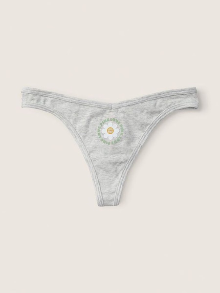 Heather Stone Grey with Graphic Grey Cotton Thong Knickers (P95256) | €10.50