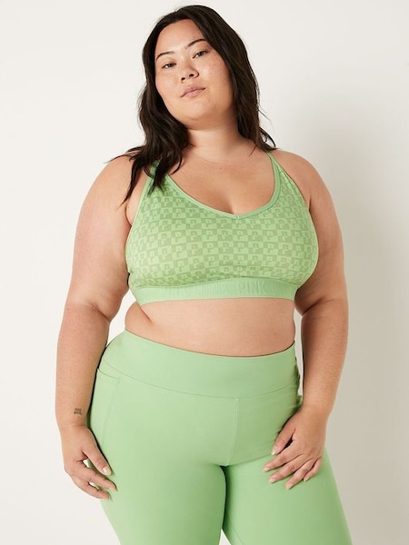 Soft Jade Green Check Lightly Lined Low Impact Sports Bra (P95710) | €11.50