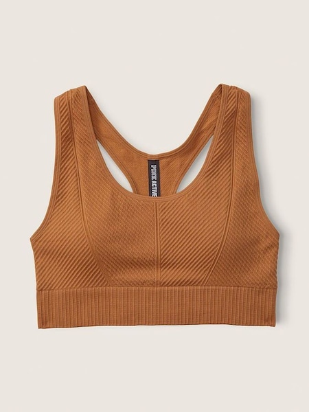Warm Brown Seamless Lightly Lined Low Impact Racerback Sports Bra (P96017) | €15