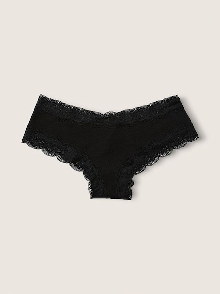 Pure Black Cheeky Lace Trim Knickers (Q10931) | €10.50