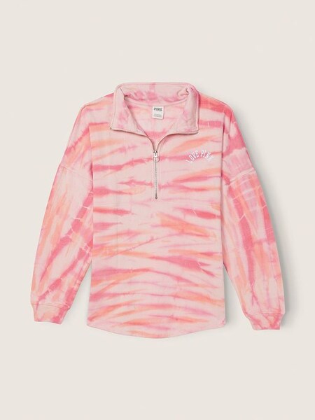Peach Tint Striped Tie Dye Varsity Half Zip (Q11551) | €22.50