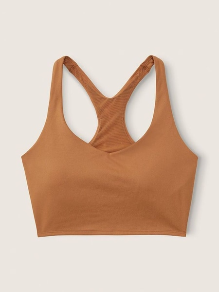 Warm Brown Smooth Lightly Lined Low Impact Sport Crop Top (Q19859) | €15
