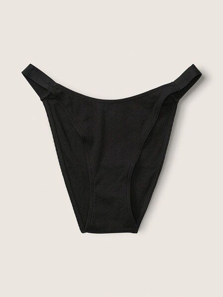 Pure Black Cotton High Leg Logo Bikini Knickers (Q19898) | €10.50