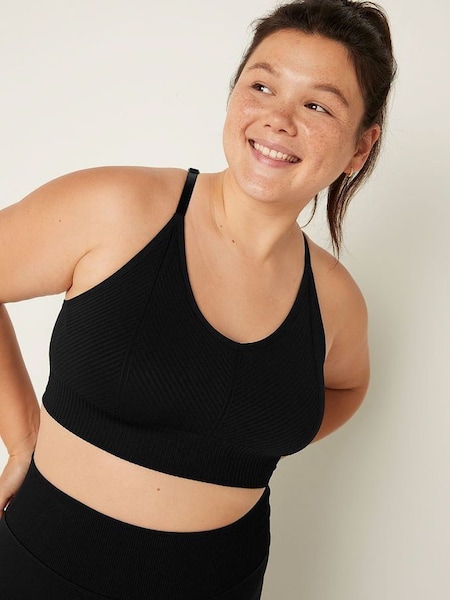 Pure Black Seamless Lightly Lined Low Impact Sports Bra (Q20120) | €15