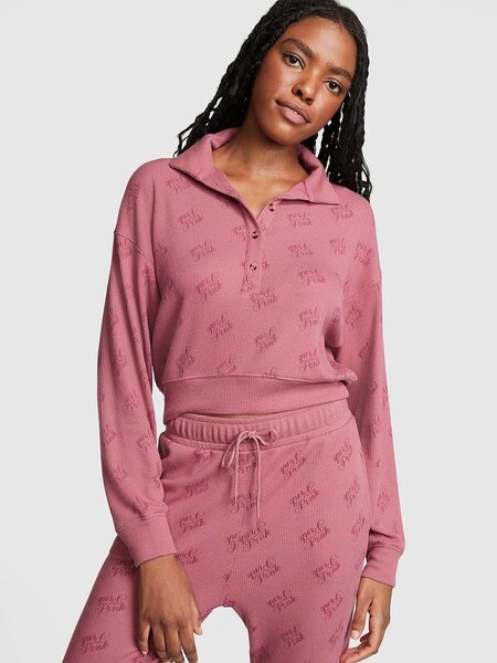 Soft Begonia Pink Thermal Henley Sleep Shirt (Q22645) | €30