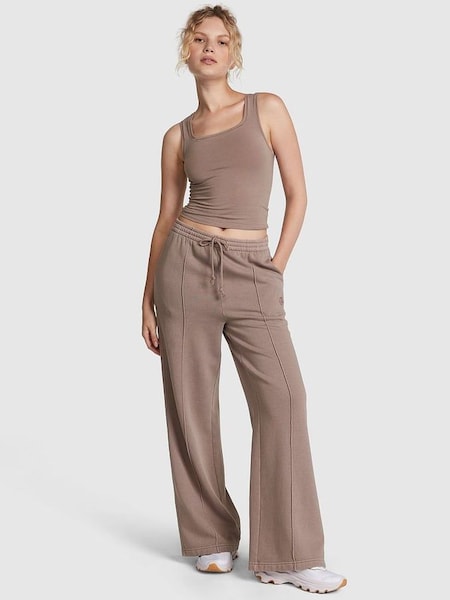 Iced Coffee Brown Fleece Wide Leg Jogger (Q22687) | €57