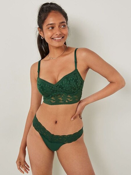 Satin Green Lace Wired Push Up Bralette (Q25342) | €15.50