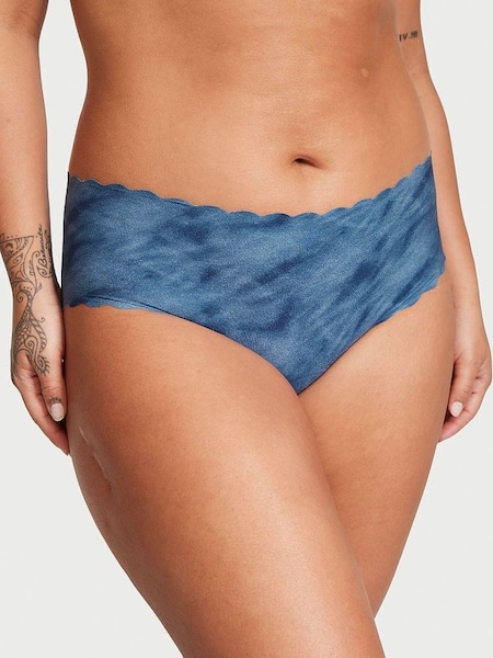 Faded Denim Blue Scalloped Raw Cut Hipster Knickers (Q28729) | €10.50