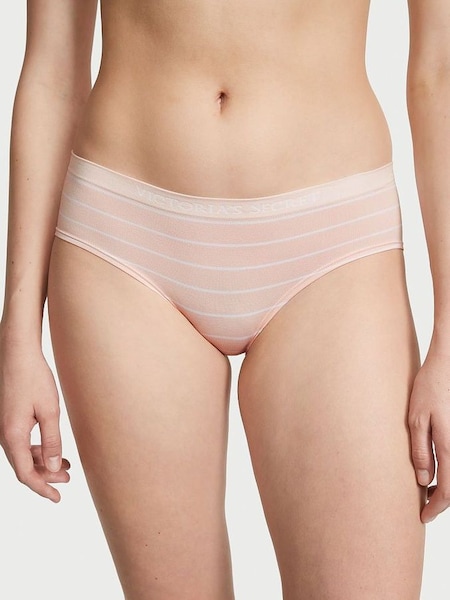 Purest Pink Clean Stripe Printed Seamless Hipster Knickers (Q29363) | €10.50