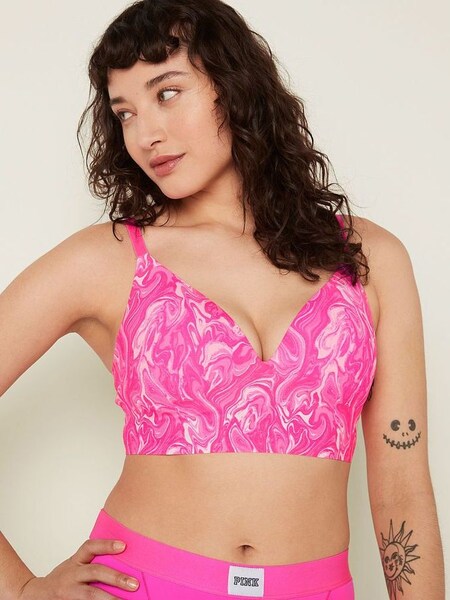 Atomic Pink Marble Smooth Non Wired Push Up Bralette (Q30477) | €15.50