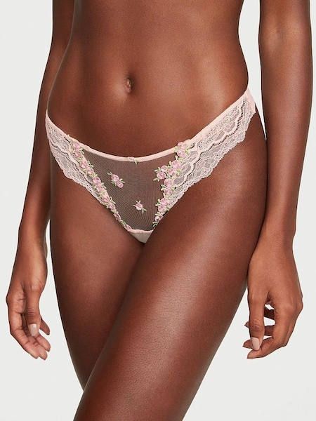 Pink Fizz Thong Embroidered Knickers (Q31201) | €29