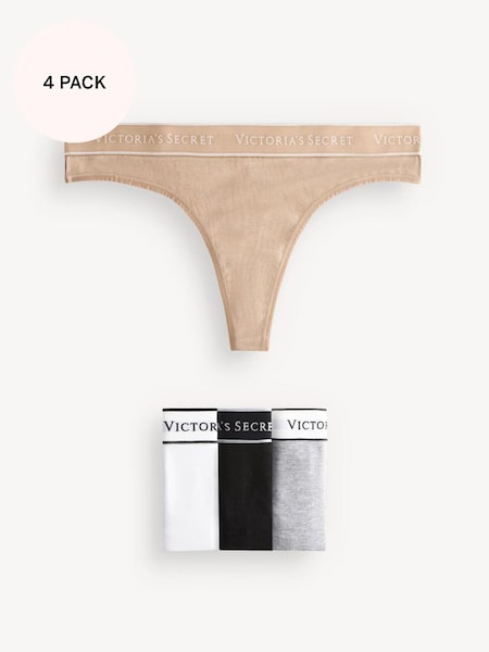 Black/White/Grey/Nude Thong Logo Multipack Knickers (Q31606) | €22.50