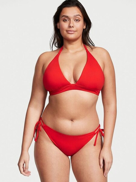 Flame Rib Red Halter Swim Bikini Top (Q31818) | €22