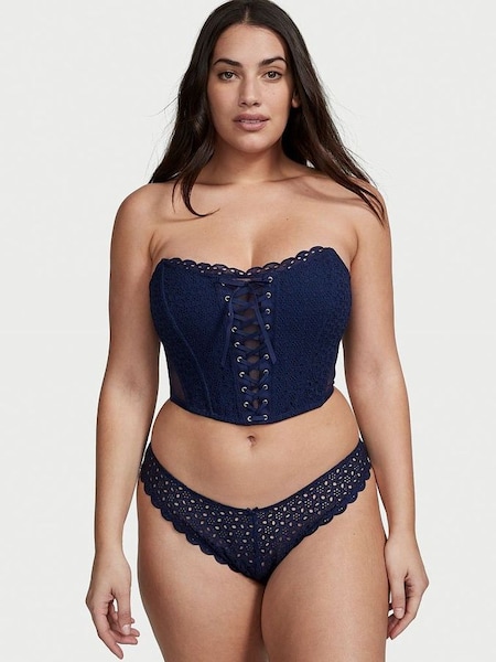 Ensign Navy Blue Brazilian Broderie Knickers (Q32020) | €40