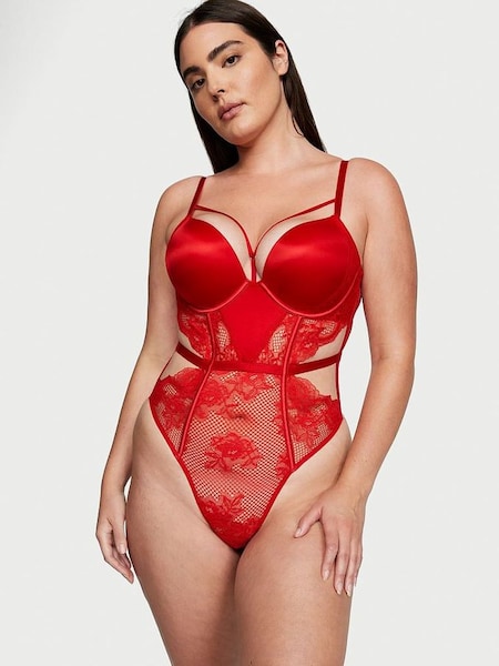 Lipstick Red Fishnet Bombshell Bodysuit (Q34974) | €98