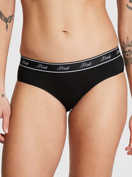 Pure Black Cotton Logo Hipster Knickers (Q35602) | €10.50