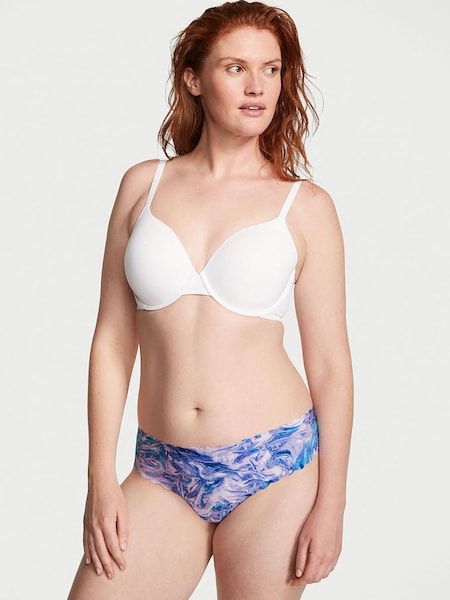 Lucky Lilac Soft Marble Blue Scalloped Thong Knickers (Q37686) | €10.50