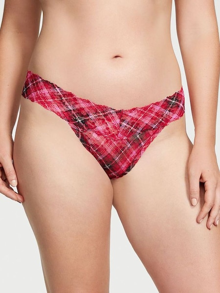 Lipstick Red Chic Tartan Thong Lace Knickers (Q41503) | €10.50
