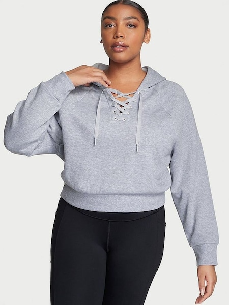 Medium Heather Grey Dahlia Lace Up Hoodie (Q41513) | €52