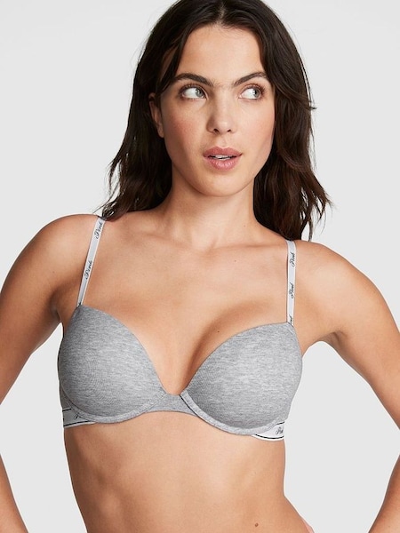 Medium Heather Grey Super Push Up Cotton Logo Bra (Q41802) | €33