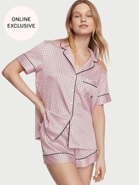 Chalk Rose Pink Satin Short Pyjamas (Q42566) | €75