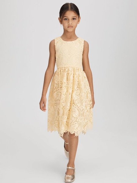 Teen Fit-and-Flare Lace Dress in Lemon (Q44791) | $175