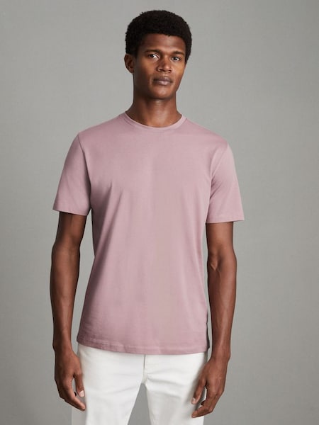 Cotton Crew Neck T-Shirt in Dusty Rose (Q48800) | $30